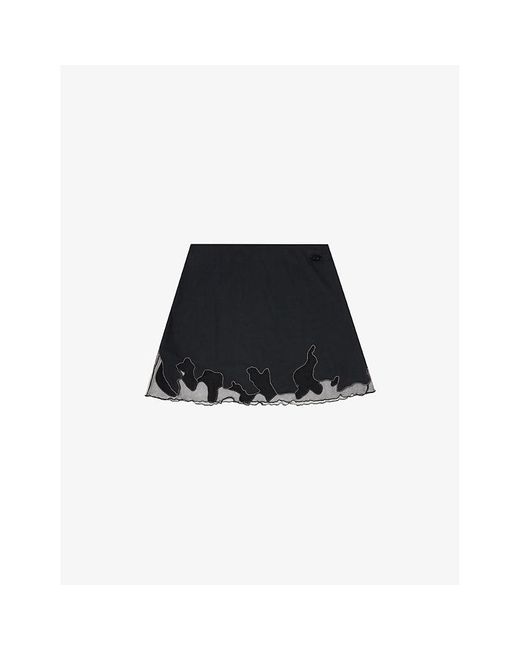 DIESEL Black O-Lane-R1 Tulle-Inlay Stretch-Woven Mini Skirt