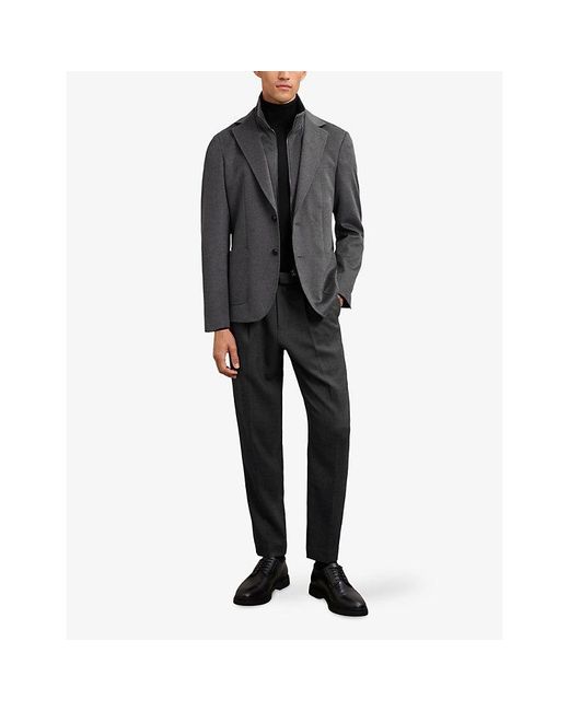 Reiss Gray Patch Gilet-Insert Woven Blazer for men