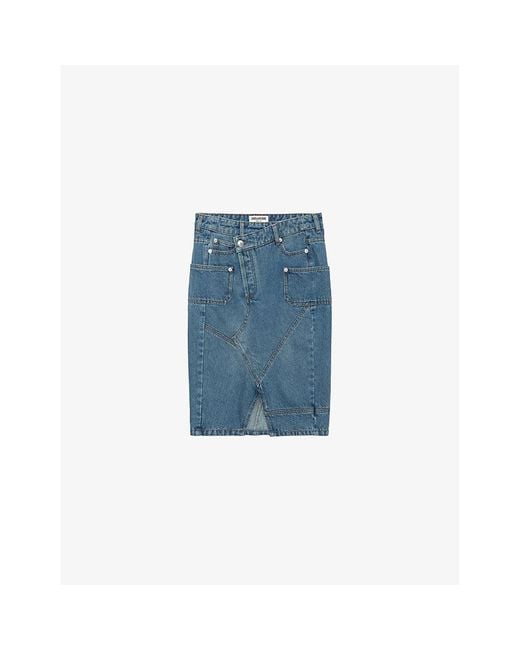 Zadig & Voltaire Blue Jinko Asymmetric-waist High-rise Denim Skirt