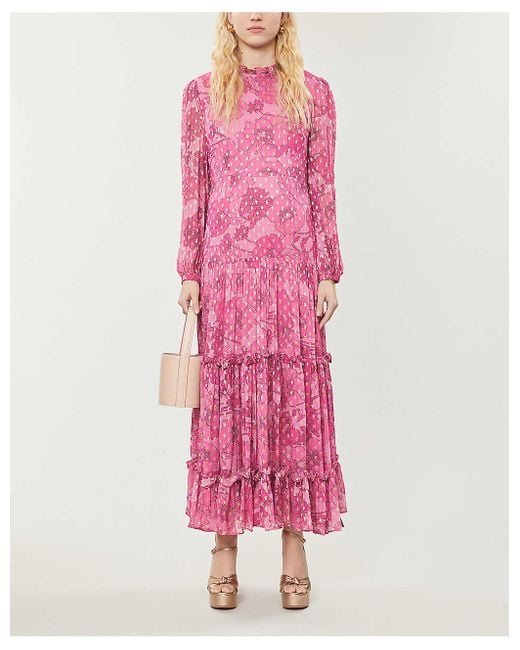 Rixo Pink Becky Floral-print Crepe Maxi Dress