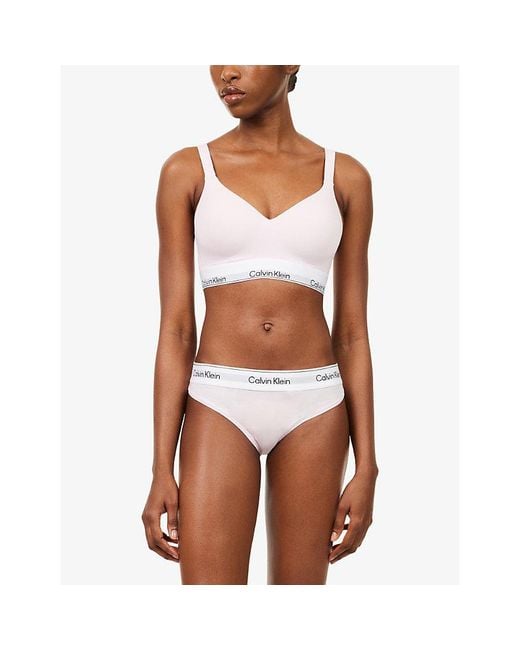 Calvin Klein White Icon Branded Cotton And Modal-Blend Bralette