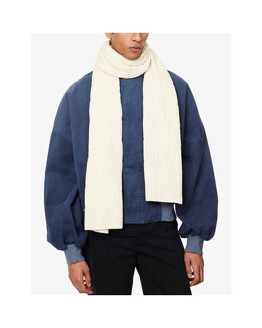 Percival Natural Melville Cable-Knit Wool-Blend Scarf for men