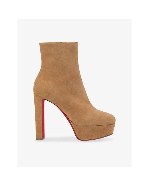 Christian Louboutin Brown Loo Booty 130 Suede Platform Boots