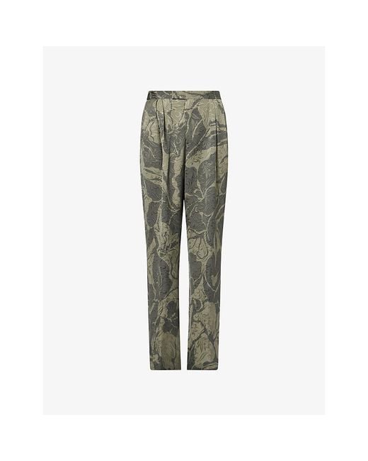 Dries Van Noten Green Preaches Jacquard-Print Woven Trousers for men