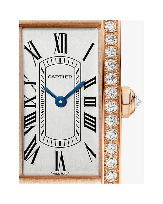 Cartier Red Crwjta0048 Tank Américaine Small 18Ct Rose- 0.96Ct Brilliant-Cut Diamond And Leather Quartz Watch