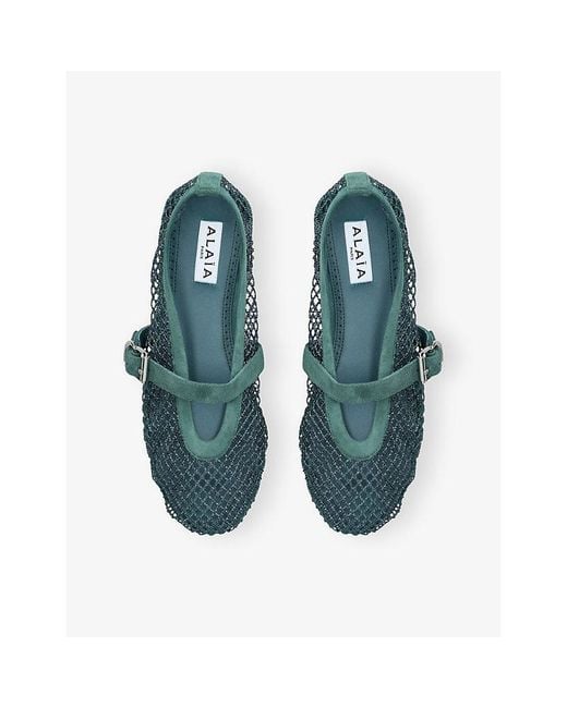 Alaïa Green Ballerina Mesh And Suede Ballet Flats