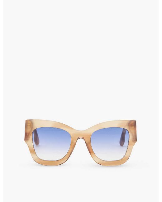 Victoria Beckham Blue Vb652s Brow Cat-eye-frame Acetate Sunglasses