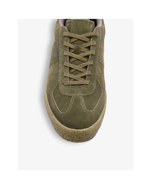 AllSaints Green Khaki/Gu Jaimee Panelled Suede Low-Top Trainers for men