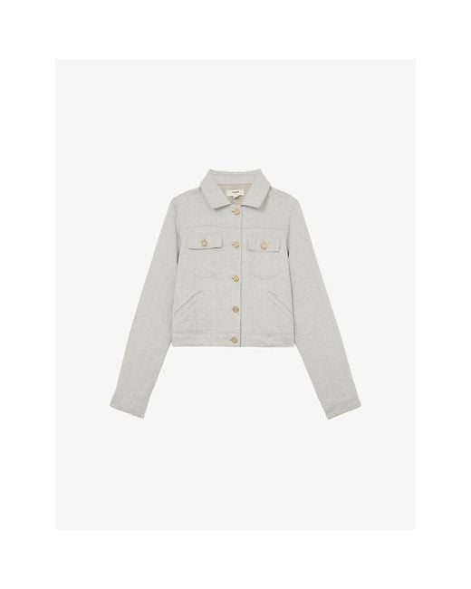Reiss White Carmen Lyocell And Linen Trucker Jacket