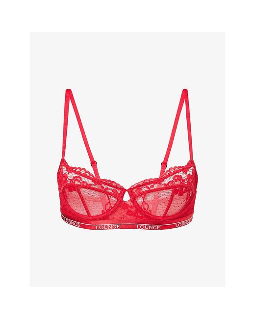 Lounge Underwear Red Blossom Balcony Lace Bra