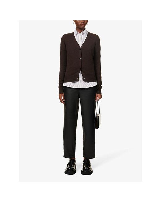 Yves Salomon Black Straight-leg Relaxed-fit Mid-rise Leather Trousers