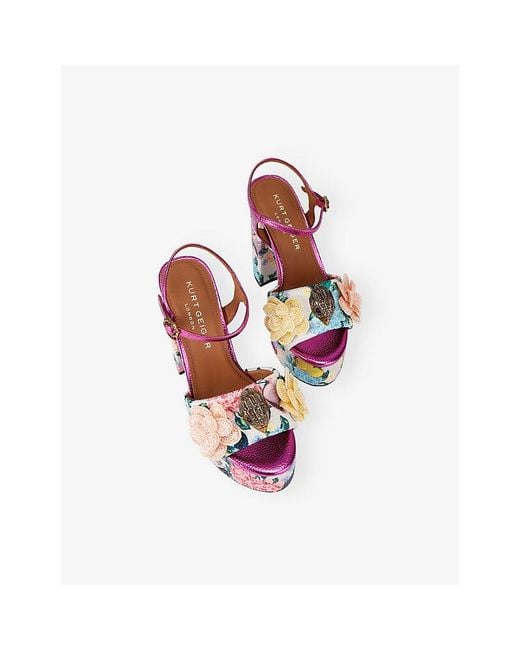 Kurt Geiger Pink Kensington Platform Leather Sandals