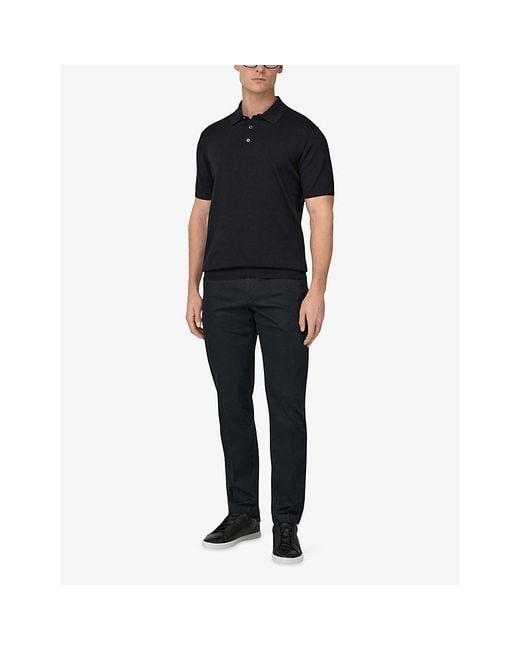 Boggi Blue Straight Regular-Fit Stretch Cotton-Blend Trousers for men