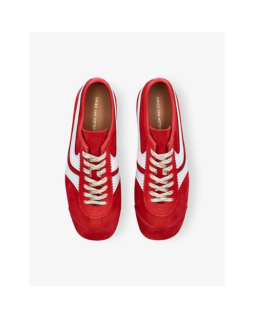 Dries Van Noten Red Dustin Leather Trainers for men