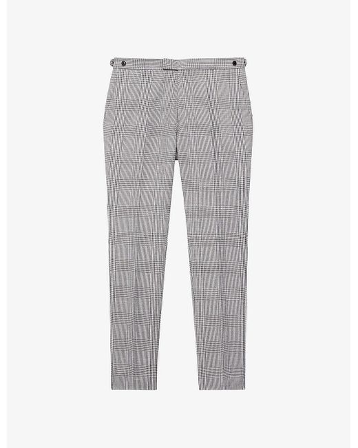 Reiss Gray Matinee Checked Slim-fit Woven Trousers for men