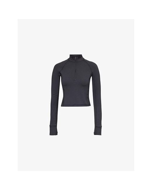 lululemon athletica Blue Rulu Run Half-Zip Stretch-Woven Top