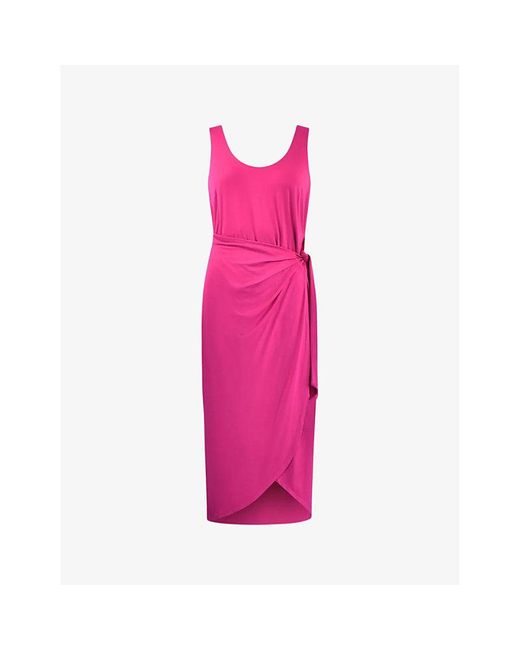 Ro&zo Pink Tie-waist Wrap Stretch-jersey Midi Dress