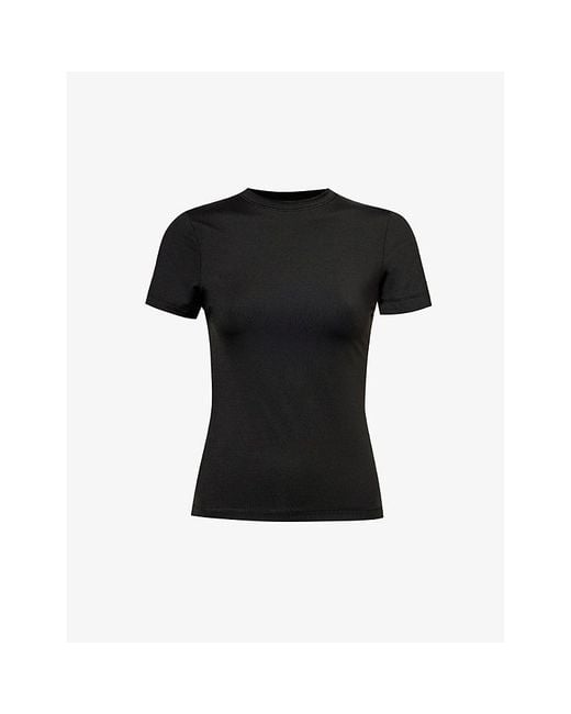 Lounge Underwear Black Varsity Short-sleeve Stretch-woven T-shirt
