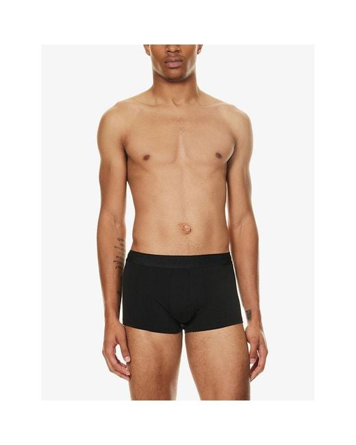 Calvin Klein Black Branded-Waistband Low-Rise Pack Of Three Stretch-Jersey Trunks for men