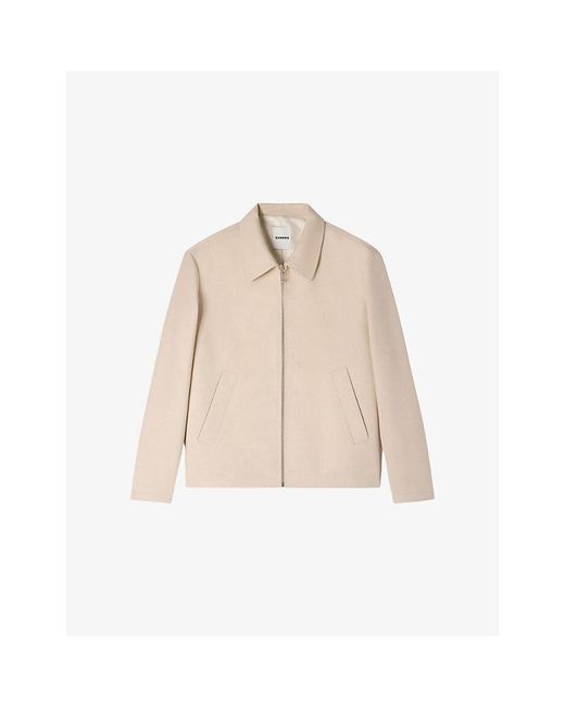 Sandro Natural Zip-Up Regular-Fit Wool-Blend Jacket for men