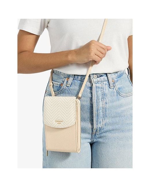 Dune Natural Sunrise Faux-Leather Phone Cross-Body Bag