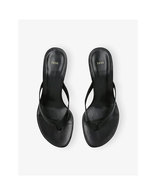 Jude Black Rooty Leather Heeled Sandals