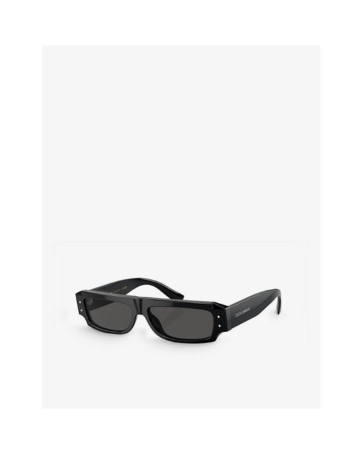 Dolce & Gabbana Black Dg4458 Rectangle-frame Acetate Sunglasses