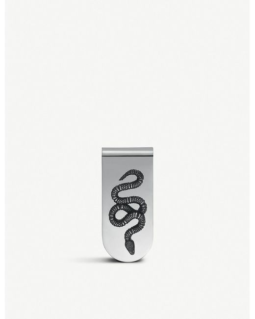 Gucci Metallic Snake-engraved Silver Money Clip for men
