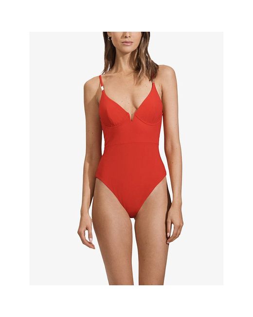 Reiss Red Amber Underwi Tie-back Swimsuit
