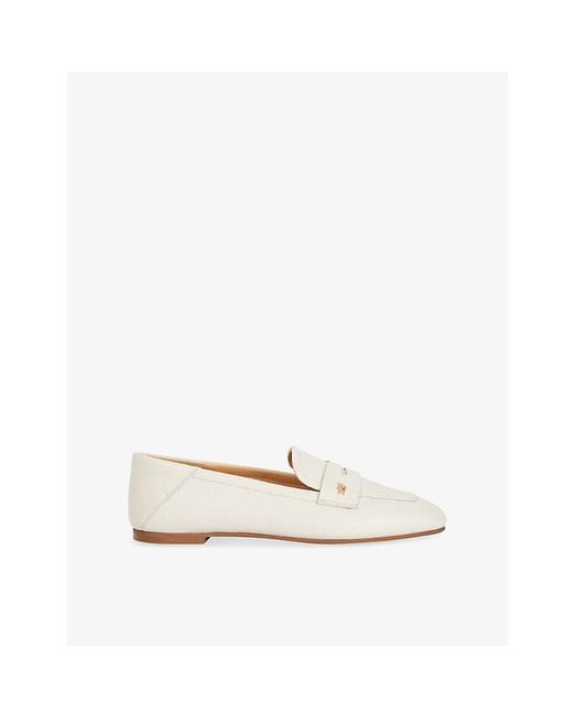Dune White Glances Leather Penny Loafers
