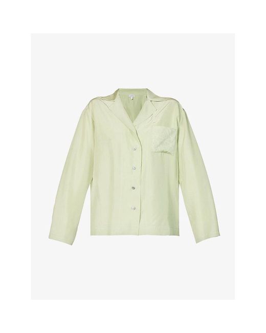 Loewe Green Anagram-embroidered Relaxed-fit Silk Pyjama Shirt