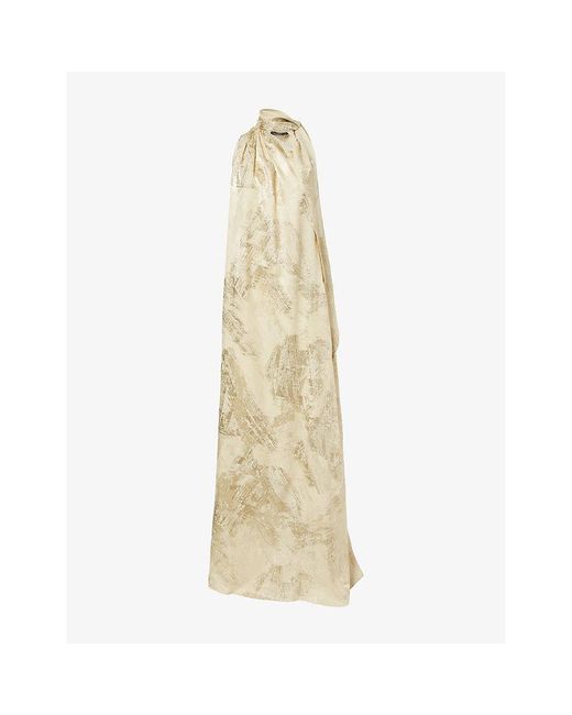 ‎Taller Marmo Metallic Astor Scarf Silk-Blend Maxi Dress