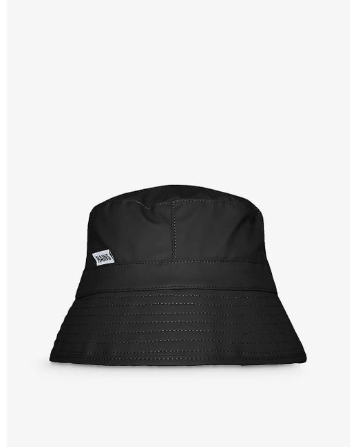 Rains Black Logo-patch Shell Bucket Hat