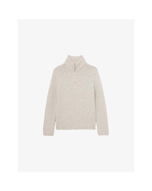 Reiss White Seb Half-Zip Knitted Jumper for men