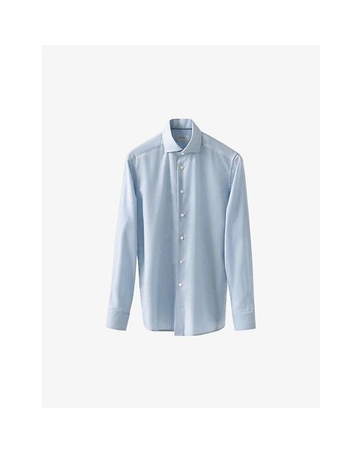 Eton of Sweden Blue Semi-solid Crease-resistant Slim-fit Merino-wool Shirt for men