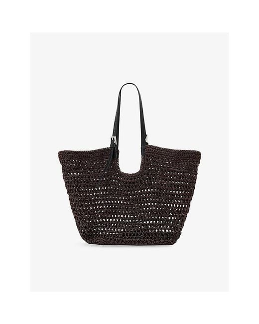 AllSaints Black Ara Knotted Leather Tote Bag