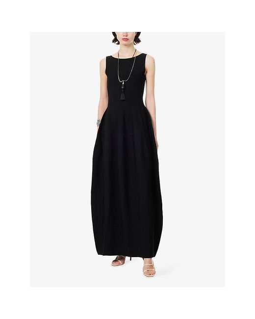 Ashlyn Black Tama Low-Back Knitted Maxi Dress