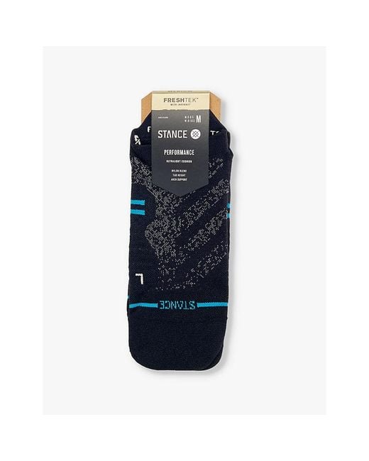 Stance Blue Run Branded-Print Stretch-Woven Socks for men