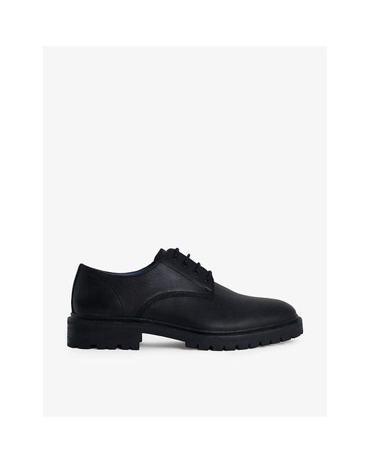 AllSaints Black Jarred Round-toe Leather Derby Shoes for men
