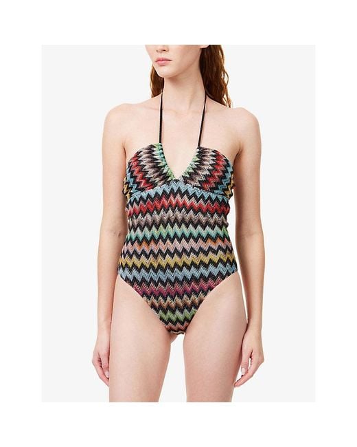 Missoni White Zig-Zag Pattern Swimsuit