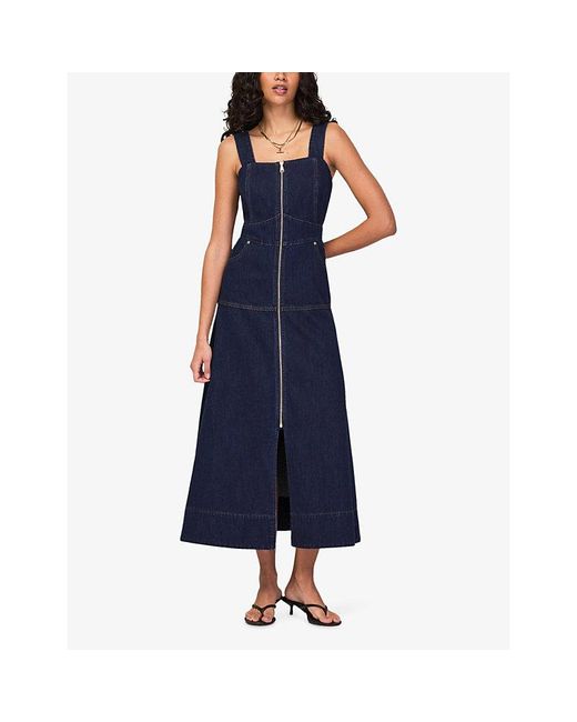 Ro&zo Blue Zip-Front Sleeveless Denim Midi Dress