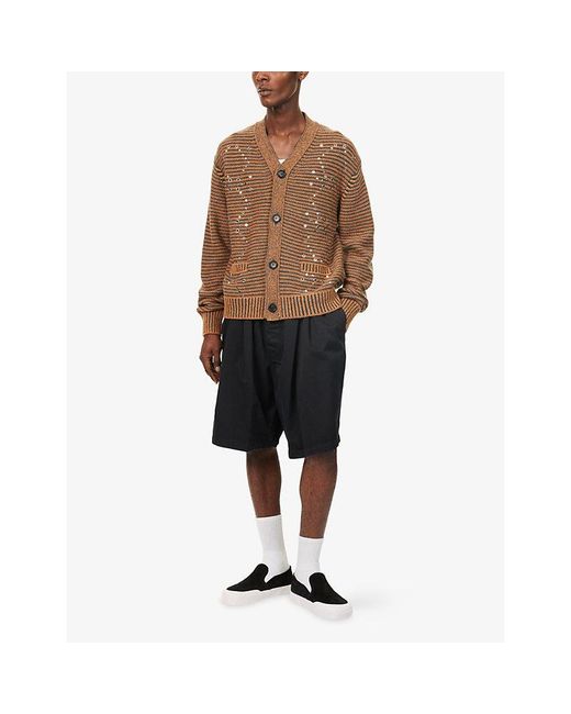 Marni Blue Gathered-Waist Wide-Leg Cotton Shorts for men