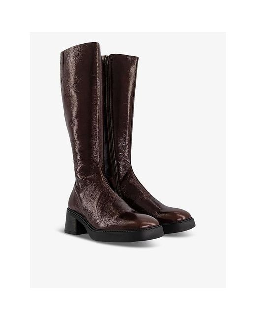 Miista Yumi Patent Leather Heeled Boots In Brown Lyst