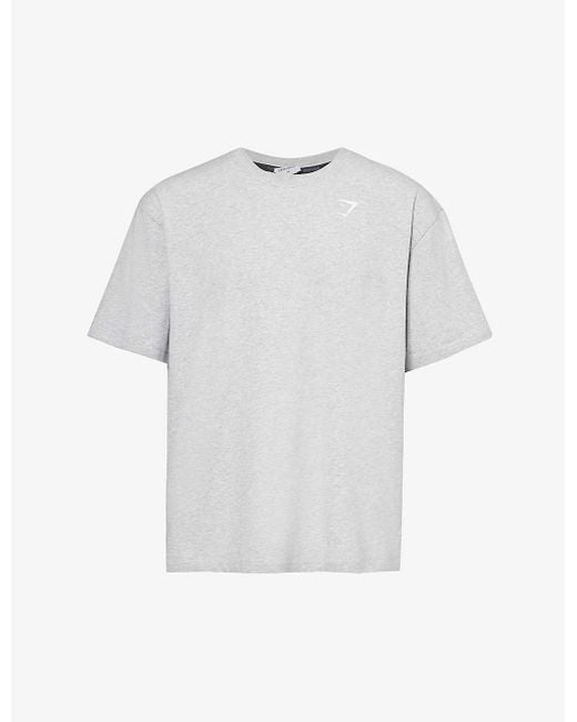 GYMSHARK White Power Logo-print Stretch-cotton T-shirt for men