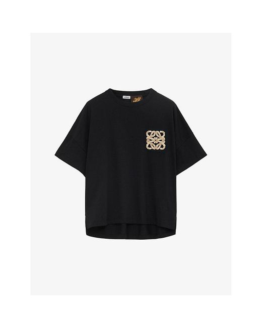 Loewe Black X Paula's Ibiza Anagram-embellished Cotton-blend T-shirt