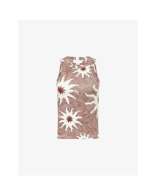 Never Fully Dressed Pink Soleil Dorris Printed Rib Stretch-Jersey Top