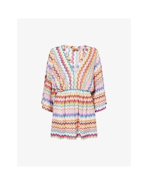 Missoni White Chevron Zig-Zag Knit Cover-Up Dress