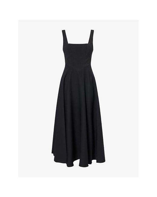 Odd Muse Black The Ultimate Muse Square-Neck Stretch-Woven Midi Dress