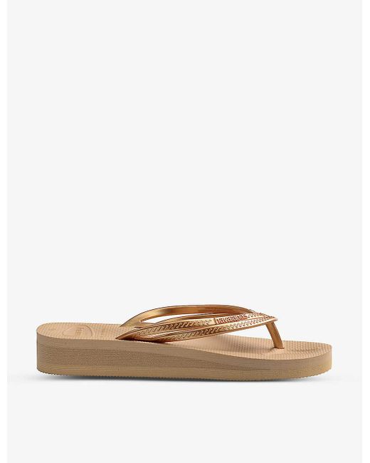 Havaianas Double Strap Metallic Rubber Flipflops Lyst