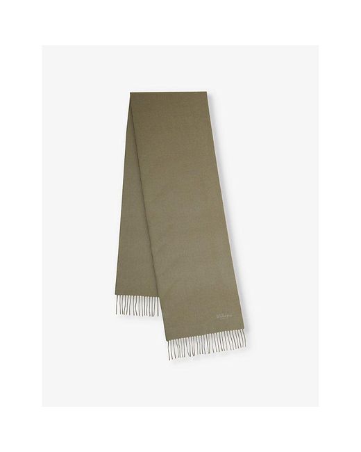 Mulberry Green Logo-embroidered Merino Wool Scarf